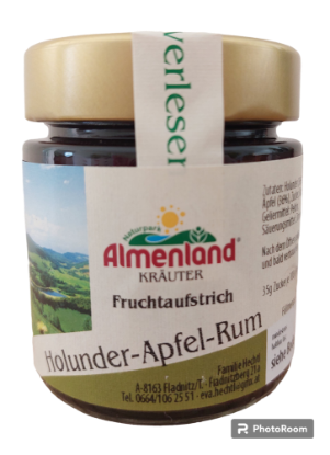 Show details for Fruchtaufstrich 150ml - Holunder-Apfel-Rum Picture of Fruchtaufstrich 150ml - Holunder-Apfel-Rum